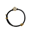 Tải hình ảnh vào trình xem Thư viện, Akashagarbha Courage & Wisdom Black-Gold Leather Bracelet