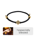 Tải hình ảnh vào trình xem Thư viện, Akashagarbha Courage & Wisdom Black-Gold Leather Bracelet