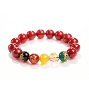 Five Wealth Gods Prosperity Bracelet – Black & Red Agate
