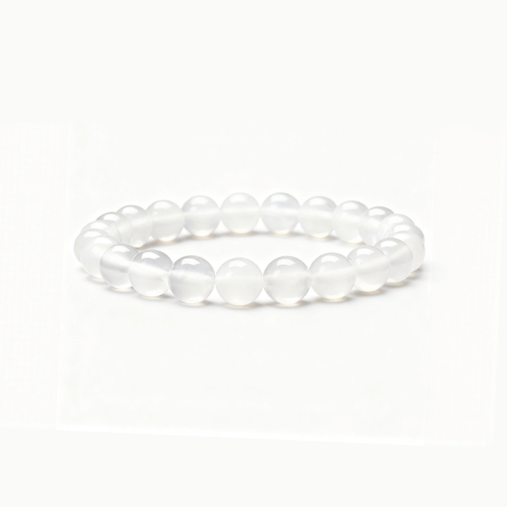 Mahasthamaprapta Strength & Clarity White Chalcedony Bracelet