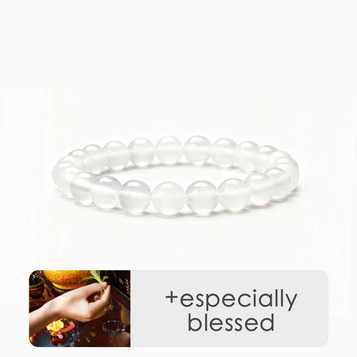 Mahasthamaprapta Strength & Clarity White Chalcedony Bracelet